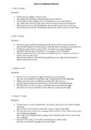 English Worksheet: Mixed Conditionals Patterns