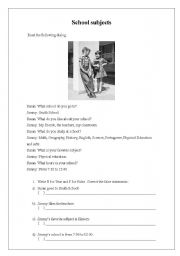 English worksheet: School subjects