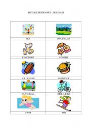 English Worksheet: HOLIDAYS - PICTURE DICTIONARY