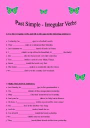 English worksheet: PAST SIMPLE - IRREGULAR VERBS