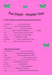 English Worksheet: PAST SIMPLE - IRREGULAR VERBS
