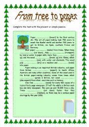 English Worksheet: From tree to paper