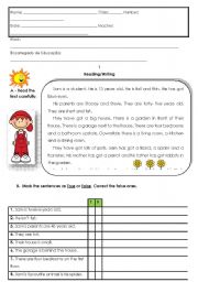 English Worksheet: written test