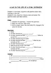 English Worksheet: Interview to a star