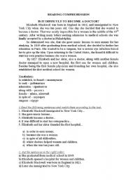 English Worksheet: Is It Difficult to Become a Doctor?