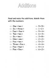 English worksheet: Additions