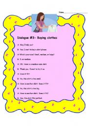 English Worksheet: Dialogue- Buying clothes