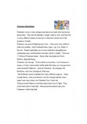 English worksheet: POKEMON 4 page WS - Reading + comprehension excercises etc