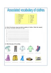 English worksheet: vocabulary of clothes