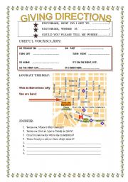 English Worksheet: GIVING DIRECTIONS