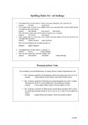 English Worksheet: spelling and pronunciation rules of -ed endings