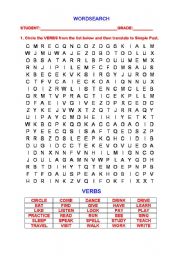 English Worksheet: VERBS (WORD SEARCH)