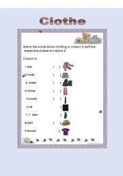 English worksheet: Clothes