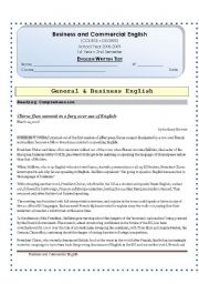 English Worksheet: General and Business English Written Test
