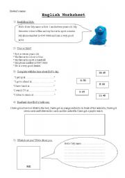 English worksheet: Personal Infomation, routines and prepositions