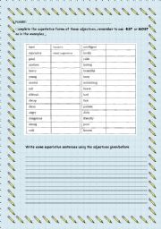 English Worksheet: SUPERLATIVE ACTIVITY