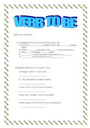 English worksheet: verb to be