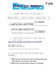 English worksheet: song for kids RAIN GO AWAY