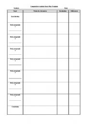 English Worksheet: Comarative Analysis EssatyPlan Template