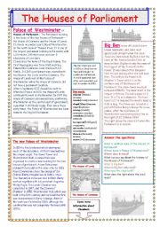 English Worksheet: The Houses of Parliament. (2 pages)