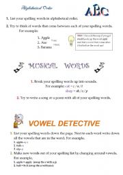 English worksheet: Spelling activities for early finishers