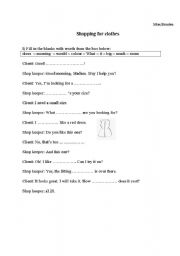 English worksheet: shopping for clothes