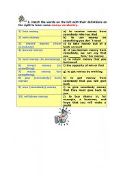 English worksheet: MONEY!!