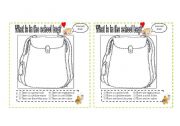 English Worksheet: What is in the SCHOOL BAG? X2