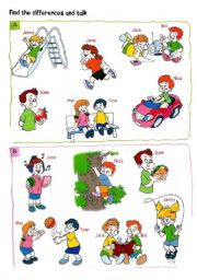 English Worksheet: find the differences-Present Continuous