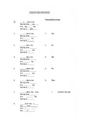 English worksheet: Changing the pronouns