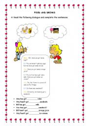 English worksheet: Food and drinks