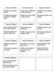 English Worksheet: Survey on seasons