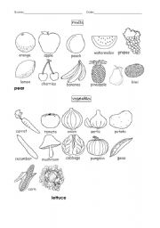 English Worksheet: Fruits, Vedgs and Food