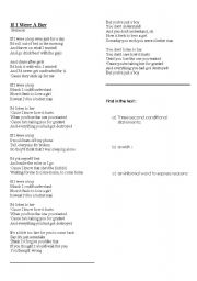 English Worksheet: If I were  a boy ( lyrics)