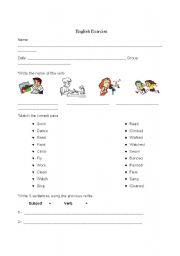 English Worksheet: Verbs Activity