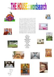English Worksheet: the rooms in a house : wordsearch