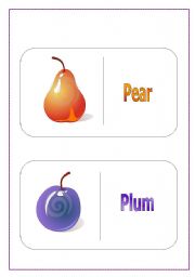 English Worksheet: FRUITS FLASHCARDS - SET 2 