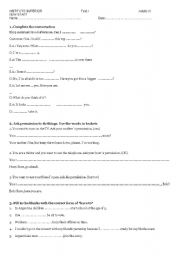 English worksheet: pre-intermediate test