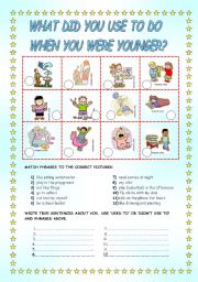 English Worksheet: USED TO - DIDNT USE TO  - What did you use to do when you were younger?