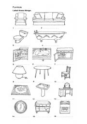 English Worksheet: furniture