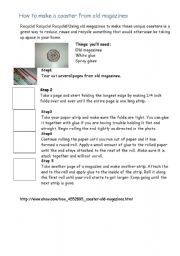 English worksheet: Paper coaster