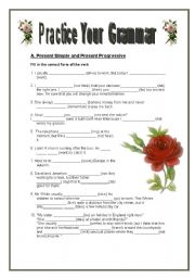 English Worksheet: Practice Your Grammar - Present and Past