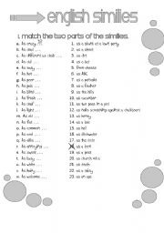 English Worksheet: English Similies (as old as the hills etc.) 2 pages black&white printer-friendly