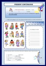 English Worksheet: What are they doing?