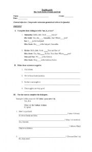 English Worksheet: To be