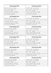 English Worksheet: Find someone who...