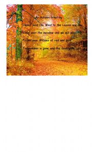 English Worksheet: a greeting autumn