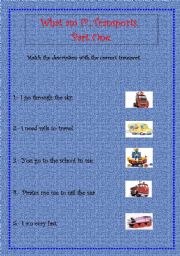 English worksheet: What am I? Transports