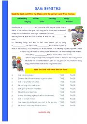 Reading comprehension - Sams day