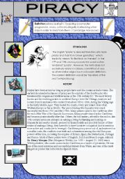 English Worksheet: Piracy - reading, speaking and youtube listening for upper-intermediate and advanced students